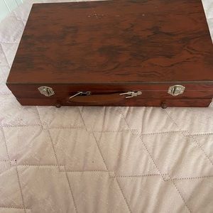 Creative art set in a wood carrying case